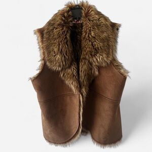 Brown Faux Fur lining Suede vest